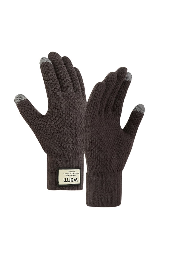 Men's and Women's Winter Knit Touchscreen Gloves, Thermal Windproof Gloves for Cycling, Driving, Cold Weather Coffee