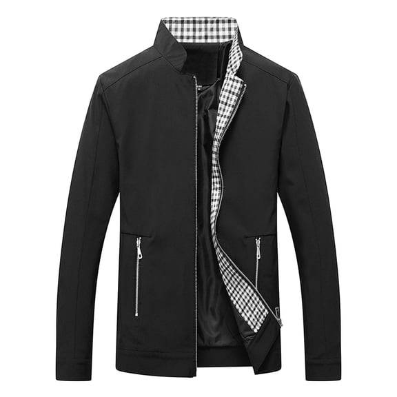 MIASHUI Mens Jacket Autumn Winter Fashion Casual Pocket Thin Coat Black,XXXL