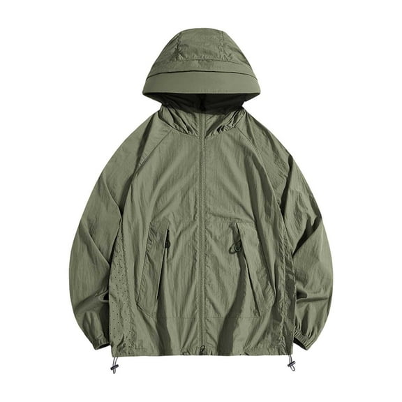 MIASHUI Mens Jacket Mountain Style Lightweight Quick Dry Sun Protective Clothing Unisex Summer Outdoor Sunscreen Breathable Coat Green,S