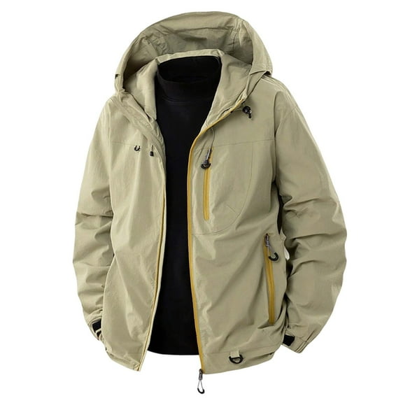 MIASHUI Mens Jacket Outdoor Hiking Waterproof Jacket Coat Breathable Quick Dry Windbreaker Double Line Grid Four Way Stretch Green,XL