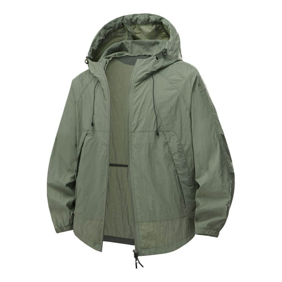 MIASHUI Mens Jacket Outdoor Sun Protective Clothing Thin Sport Casual Jacket Coat Army Green,M