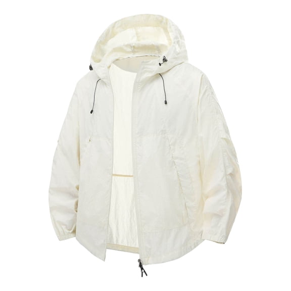 MIASHUI Mens Jacket Outdoor Sun Protective Clothing Thin Sport Casual Jacket Coat Beige,XL