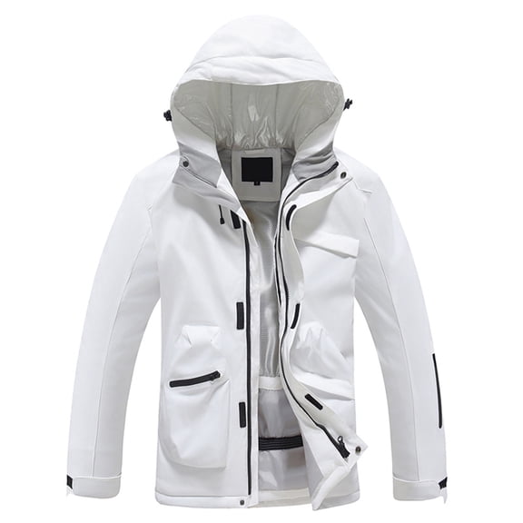 MIASHUI Mens Jacket Ski Suit Unisex Outdoor Windproof Waterproof Warm Single Board Double Board Ski Clothing Snow Season White,L