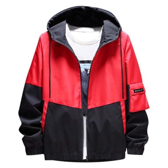 MIASHUI Mens Jacket Spring Autumn Korean Style Handsome Trend Men Wear Top Casual Workwear Jacket Red,L