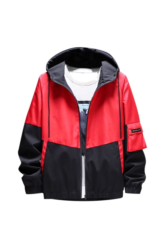 Mens Jacket Spring Autumn Korean Style Handsome Trend Men Wear Top Casual Workwear Jacket Red,XXL