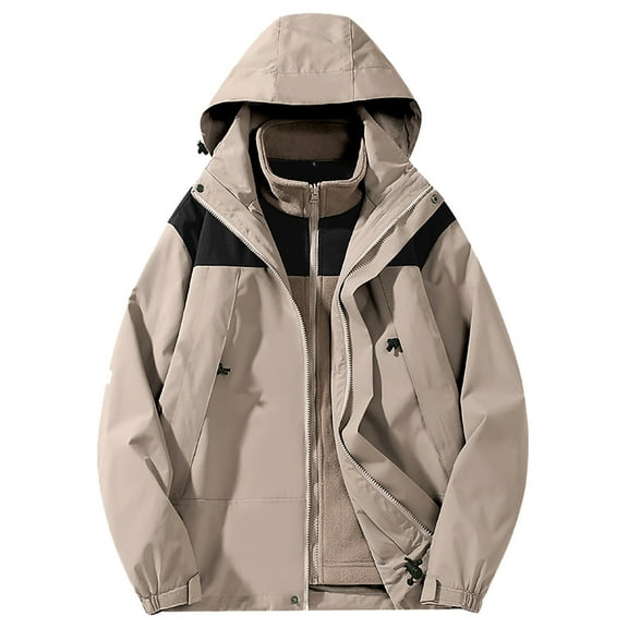 MIASHUI Mens Jacket Windbreaker Unisex Autumn Windproof Waterproof Mountaineering Coat Couple Style Jacket Khaki,XL