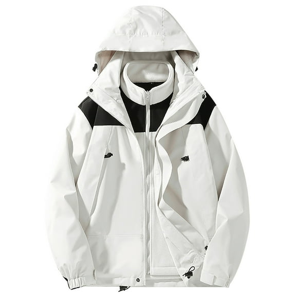 MIASHUI Mens Jacket Windbreaker Unisex Autumn Windproof Waterproof Mountaineering Coat Couple Style Jacket White,S