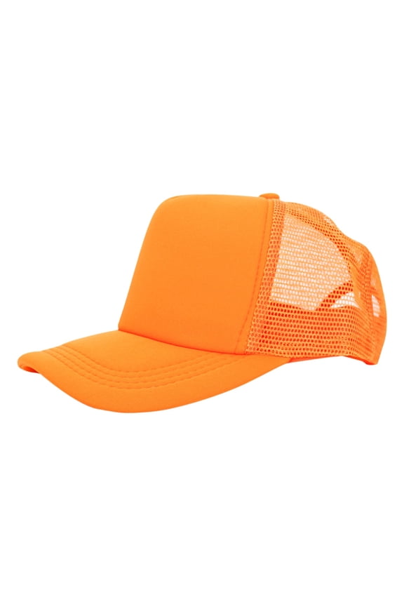 Outdoor Solid Color Embroidered Men's and Women's Sun Hat Trucker Mesh Cap Adjustable Baseball Cap Orange
