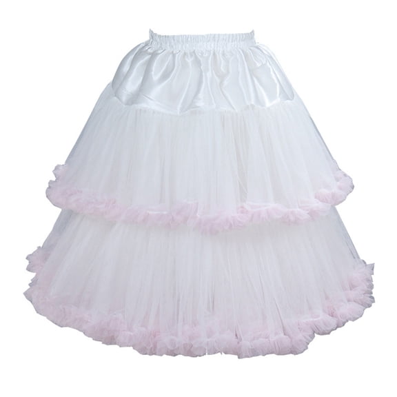 MIASHUI Pink Multi-Layer Petticoat Cotton Candy Cloud Tutu Skirt For Women And Ball Gown White,One Size