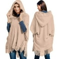 thumbnail image 1 of MIASHUI Plus Size Knit Sweater Button Hood Cape Shawl, Scarf for Women, Fashion Scarf for Casual Wear, Warm Scarf Khaki,One Size, 1 of 6