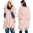 thumbnail image 1 of MIASHUI Plus Size Knit Sweater Button Hood Cape Shawl, Scarf for Women, Fashion Scarf for Casual Wear, Warm Scarf Pink, 1 of 6
