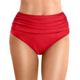 thumbnail image 1 of MIASHUI Plus Size Women High Waist Bikini Bottoms Ruched Full Coverage Swim Briefs For Beach Red,S, 1 of 5