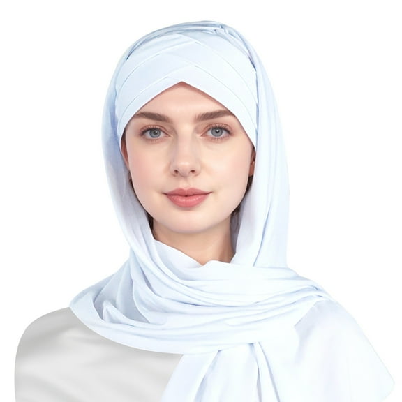 MIASHUI Simple Three Layer Cross Brimåå¤´ Women Hemp Solid Color Pullover Scarf Head Scarf Integrated Scarf White