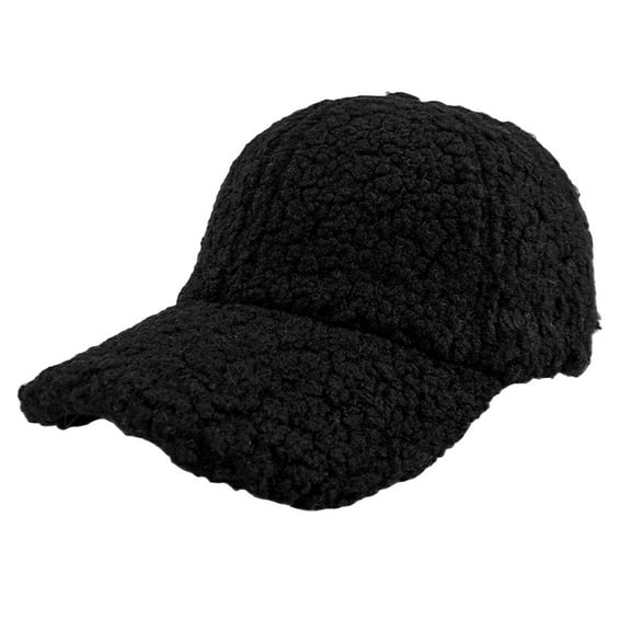 MIASHUI Solid Baseball Cap Men's Warm Sheepskin Winter Sun Unisex Black