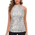 thumbnail image 1 of MIASHUI Sparkling Sequin Neck Tank Top for Women Elegant Party Wear and Evening Outfits Grey,One Size, 1 of 5