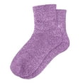 thumbnail image 1 of MIASHUI Sparkly Solid Color Slouch Socks Fashionable Mid Calf Hosiery For Daily Wear Casual Outfits Comfortable Stretch&nbsp;Knee High Socks&nbsp;For Women Light Purple, 1 of 4