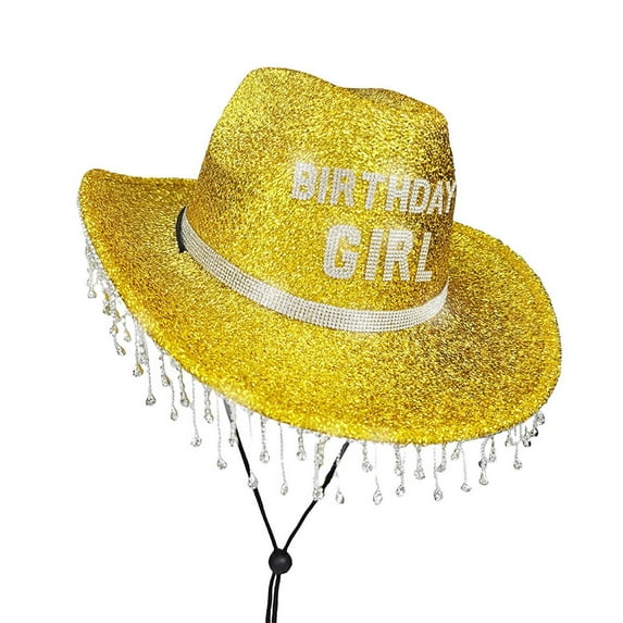 MIASHUI Sparkly Western Cowboy Hat for Birthday Parties and Stage Events, Glitter Wide Brim Hat for Festive Occasions, Flashy Hat for Performance Gold