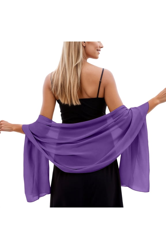 Spring Summer Lightweight Bride Solid Color Rectangle Silk Scarf Wedding Party Shawl Scarf, Scarf for Women Purple