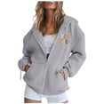 thumbnail image 1 of Women's Zip Up Hoodie with Pocket, Back to School Casual Long Sleeve Pullover, Fashion Hooded Sweatshirt Top Grey,XL, 1 of 6