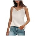 thumbnail image 1 of MIASHUI Summer V-Neck Sleeveless Tank Top for Women Elegant Silk Satin Camisole Blouse Beige,M, 1 of 5