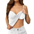 thumbnail image 1 of MIASHUI Tank Tops for Women Sleeveless V Neck Casual Tank Built in Bra Blouse,White,M, 1 of 5
