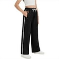 thumbnail image 1 of MIASHUI Teen Girls Side Striped Sweatpants Drawstring Wide Leg Casual Loose Pants,Black,5-6 Years, 1 of 8