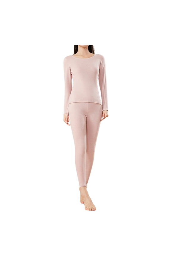 Thermal Underwear&nbsp;Set Cashmere Silk Blend秋衣秋裤Womens Set Base Layer For Winter Warm Underwear Pink,M