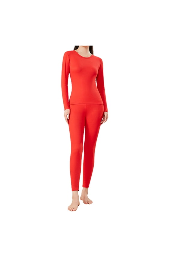 Thermal Underwear Set Cashmere Silk Blend秋衣秋裤Womens Set Base Layer For Winter Warm Underwear Red,M