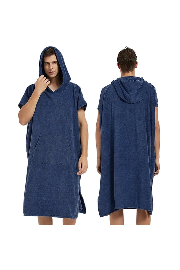 Ultra-Fine Fiber Hooded Cape Towel Quick-Dry Diving Swimming Beach Surfing Unisex Changing Robe Scarf Navy
