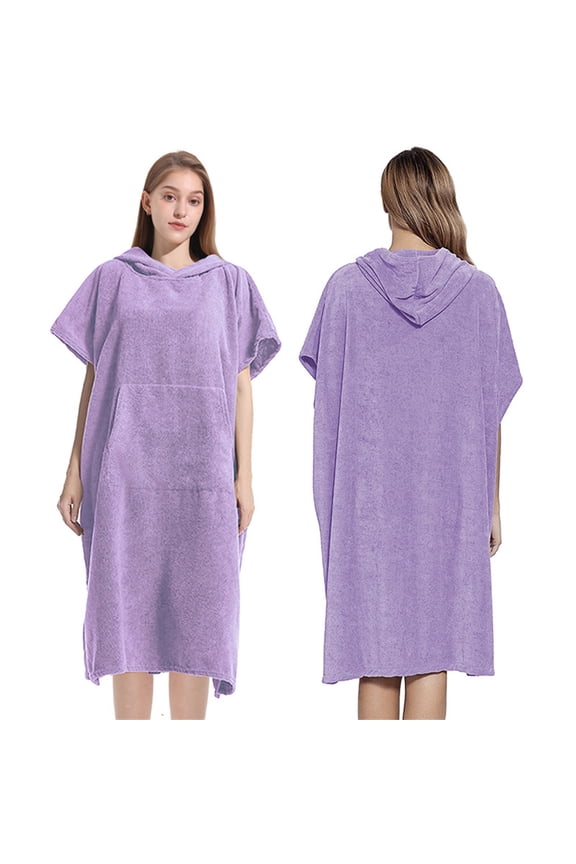 Ultra-Fine Fiber Hooded Cape Towel Quick-Dry Diving Swimming Beach Surfing Unisex Changing Robe Scarf Purple
