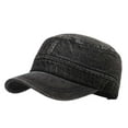 thumbnail image 1 of MIASHUI Unisex Distressed Denim Retro Simple Military Cap for Street Fashion, Adjustable Fit for Outdoor and Work, Vintage Design for Style and Comfort Black, 1 of 3