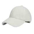 thumbnail image 1 of MIASHUI Unisex Fall Winter Solid Baseball Cap Thick Warm Sheepskin Lined White, 1 of 2