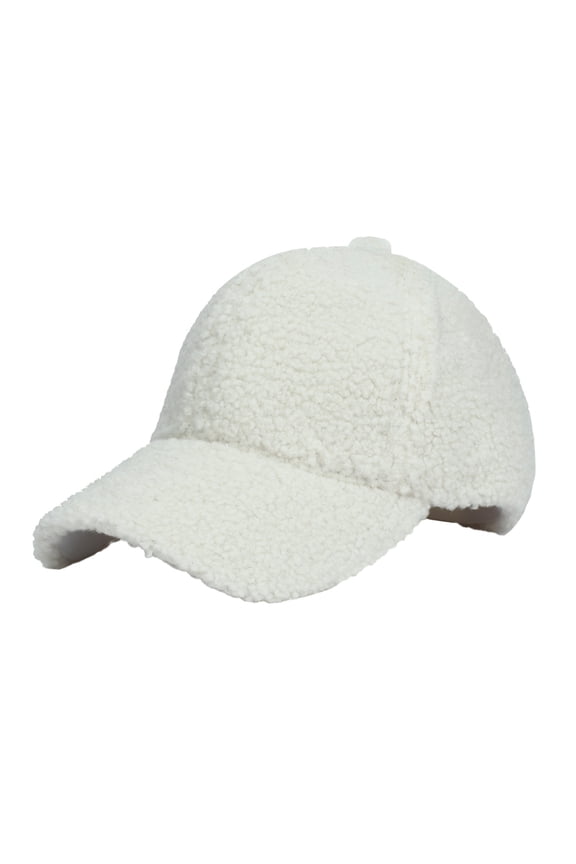 MIASHUI Unisex Fall Winter Solid Baseball Cap Thick Warm Sheepskin Lined White