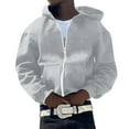 thumbnail image 1 of MIASHUI Unisex Full Zip Up Solid Color Hooded Sweatshirtå¨Ñç·¨Trendy Casual Hop Style Open Front Jacket Grey,L, 1 of 4