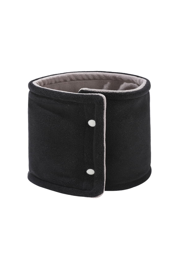 Unisex Plush Double Side Snap Neck Scarf Fashion Outdoor Sports Cold Protection Warm Neck Protection Scarf Black,One Size