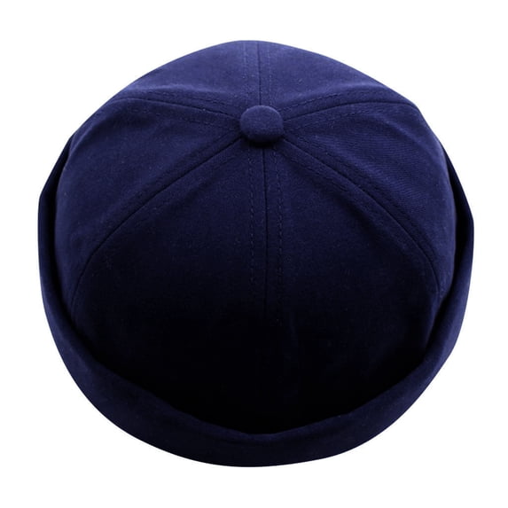 MIASHUI Unisex Simple Retro Turned Edge Brimless Cap for Casual Wear, Sailor Style for Fashion, Adjustable Fit for Men and Women Blue