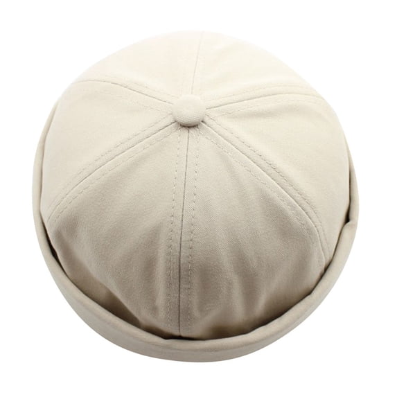 MIASHUI Unisex Simple Retro Turned Edge Brimless Cap for Casual Wear, Sailor Style for Fashion, Adjustable Fit for Men and Women White