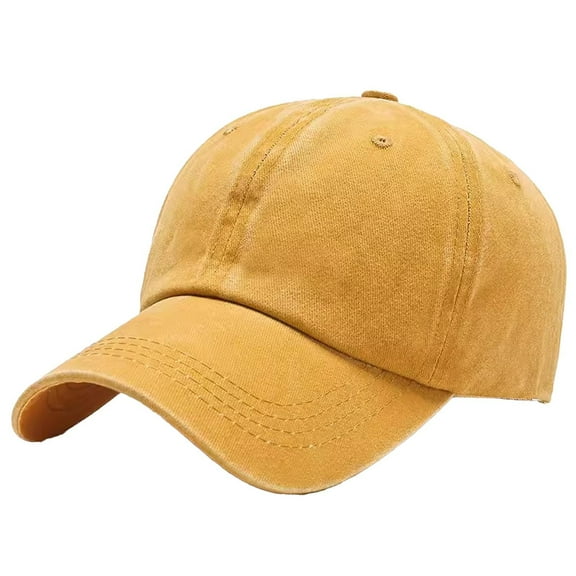 MIASHUI Unisex Summer Ancient Style Retro Soft Top Washed Cotton Baseball Cap for Outdoor and Casual Wear, Adjustable Fit for Comfort and Style Yellow