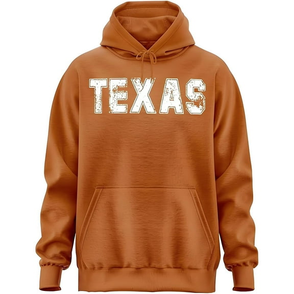 MIASHUI Unisex Texas State Print Pullover Hoodie Game Day Fan Gear Long Sleeve Comfortable Couples Sweatshirt Orange,XL