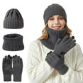 thumbnail image 1 of MIASHUI Unisex Thick Warm Knit Hat, Scarf, and Gloves Three-Piece Set, Winter Scarf for Men and Women, Cold Weather Scarf Set Grey, 1 of 4