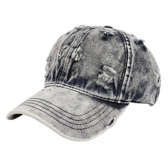 MIASHUI Unisex Washed Distressed Denim Baseball Cap for Sun Protection, Breathable Design for Comfort, Adjustable Fit for Men and Women Dark Gray