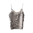 thumbnail image 1 of MIASHUI V Neck Sequin Spaghetti Strap Tank Top Evening Wear For Women Grey,One Size, 1 of 3