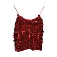 thumbnail image 1 of MIASHUI V Neck Sequin Spaghetti Strap Tank Top Evening Wear For Women Red,One Size, 1 of 3