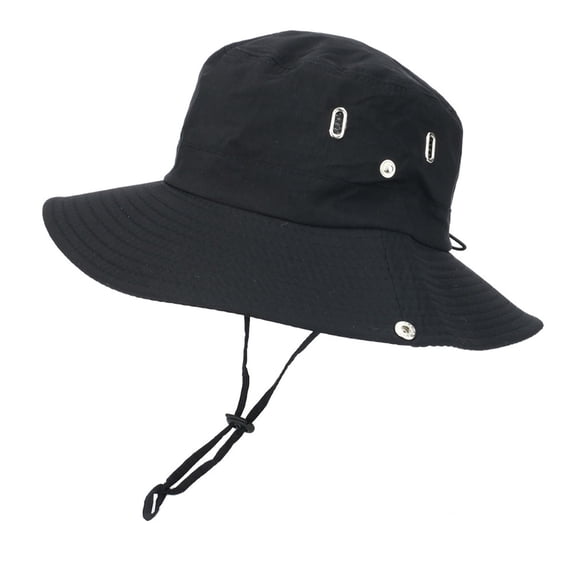 MIASHUI Versatile Outdoor Sun Hat for Men and Women Wide Brim Boonie Style for Fishing Hiking and Travel Black,One Size