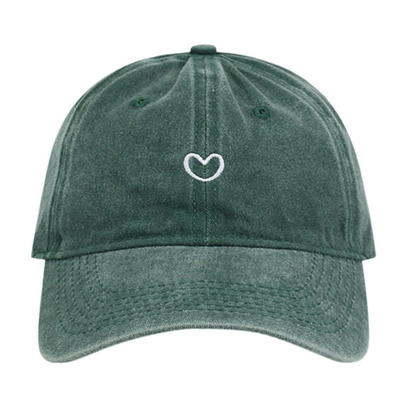 MIASHUI Vintage Love Washed Baseball Cap for Men and Women Outdoor Sun Hat Face Adjustable Visor Cap Unisex Dark Green