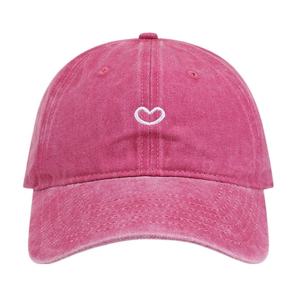 MIASHUI Vintage Love Washed Baseball Cap for Men and Women Outdoor Sun Hat Face Adjustable Visor Cap Unisex Hot Pink
