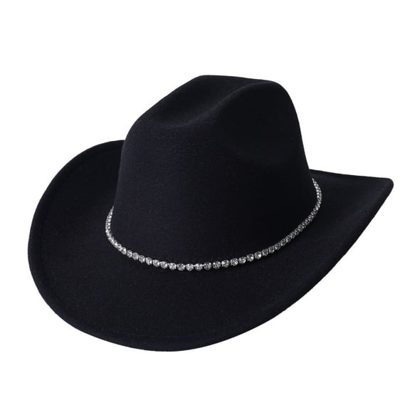 MIASHUI Western Cowboy Hat for Men Women Glitter Silver Sparkly Rhinestone,Black,One Size