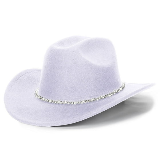 MIASHUI Western Cowboy Hat for Men Women Glitter Silver Sparkly Rhinestone,White,One Size