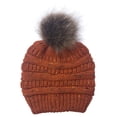 thumbnail image 1 of MIASHUI Winter Colorful Pom Pom Knit Solid Color Slouchy Beanie with Ball Warm Lined Cap Orange, 1 of 3