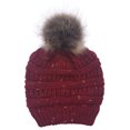thumbnail image 1 of MIASHUI Winter Colorful Pom Pom Knit Solid Color Slouchy Beanie with Ball Warm Lined Cap Red, 1 of 3